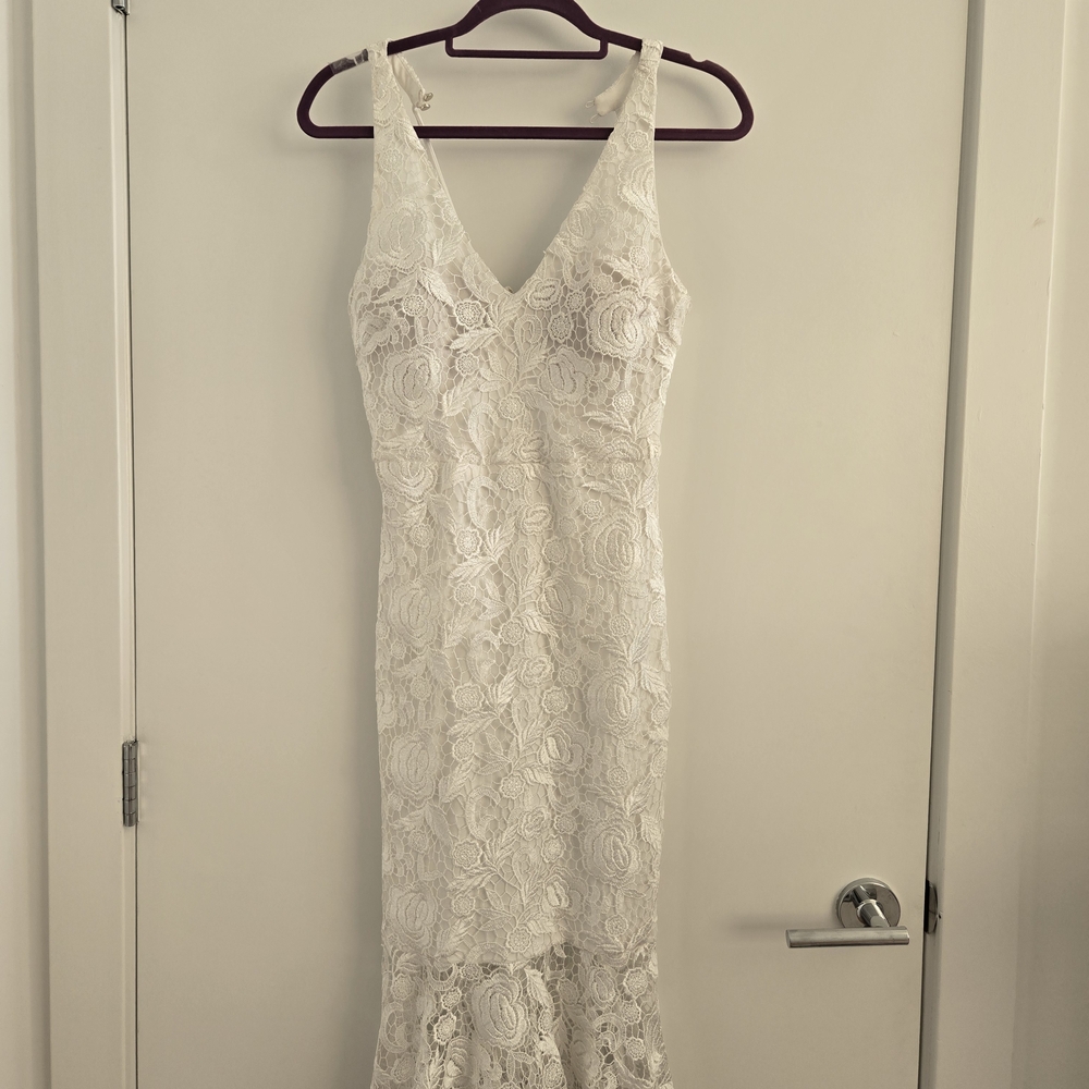 Bridal Engagment White Lace Midi Dress Size 2